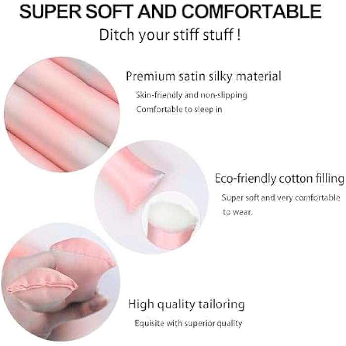 Premify Satin Heatless Hair Curler, 3pcs Overnight Hair Curling Set, Heatless Curling Rod & Headbands for Short & Long Hair, Heatless Curls & Hair Wrap Curlers (Pink TieDye) - Image 4